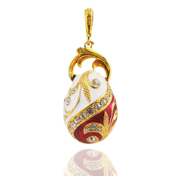Faberge Style Egg Pendant Sterling Silver 935 18kt Gold Plated 1/2